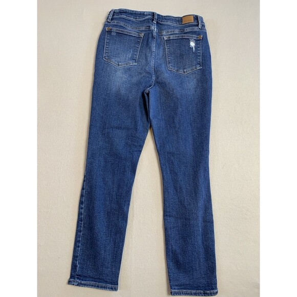 Judy Blue Jeans Womans 15/32 Blue Boyfriend Redlands High Rise Distressed Grunge - Picture 2 of 7